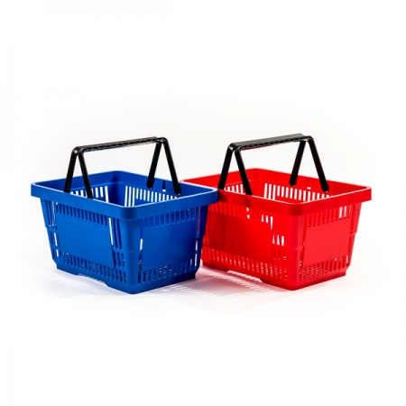 Nákupní košík plastový dvě madla 22 litrů modrý