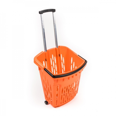 Nákupní košík plastový s kolečky a držadlem MH 38 litrů oranžový