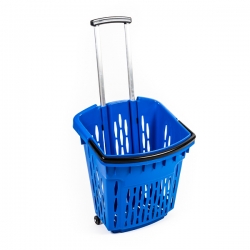 Nákupní košík plastový s kolečky a držadlem MH 38 litrů modrý