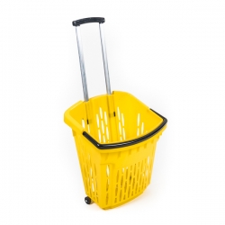 Nákupní košík plastový s kolečky a držadlem MH 38 litrů žlutý